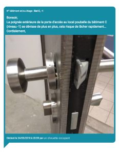 Incident Une poignée qui se dévisse
