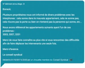 Recensement Problème d'interphone